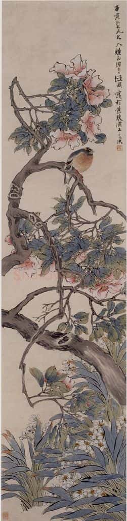 约19世纪70年代中期 任伯年《寒香幽鸟》书画作品