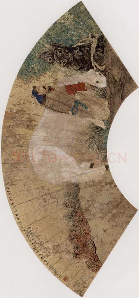 1879年 任伯年《人物花鸟册八开》书画作品