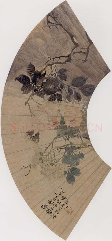 1874年 任伯年《蔷薇图》书画作品