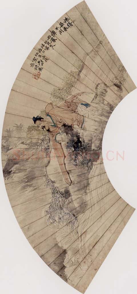 约19世纪70年代末期 任伯年《抱琴图》书画作品