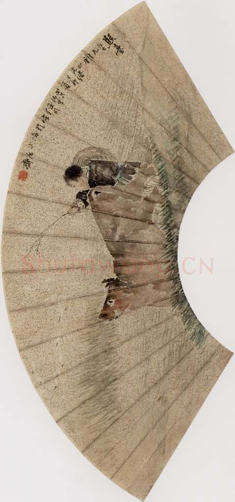 1879年 任伯年《牧牛图》书画作品