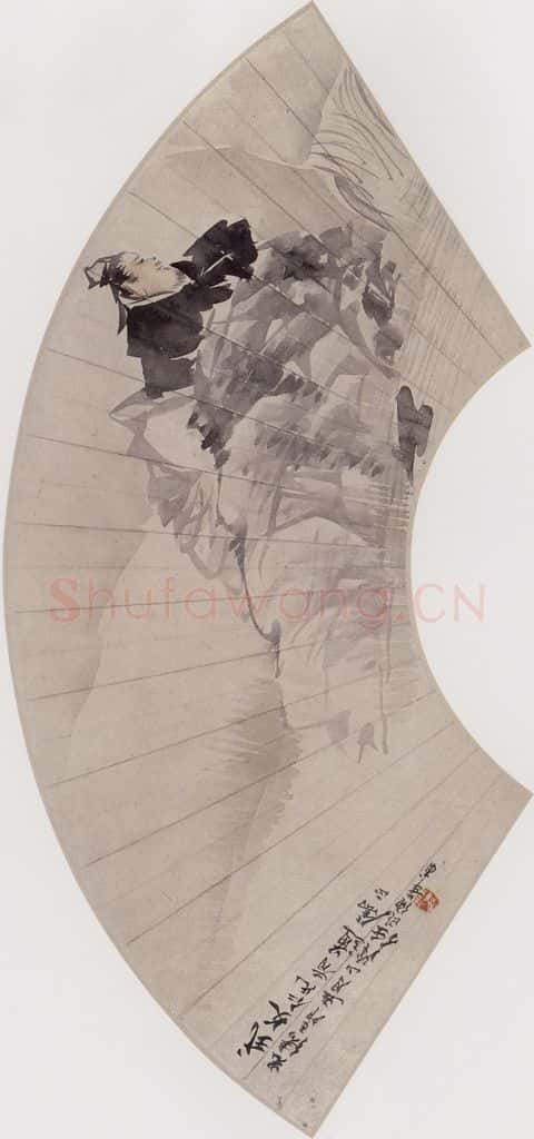 1879年 任伯年《临溪图》书画作品