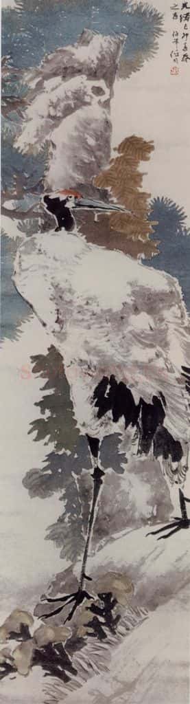 1879年 任伯年《松鹤图》书画作品