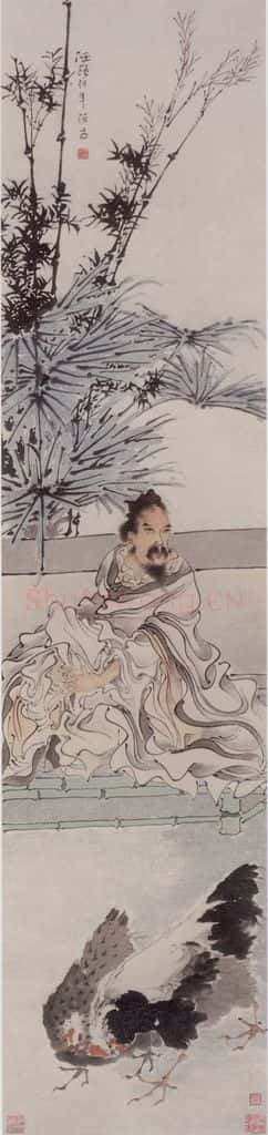 约19世纪70年代末期 任伯年《处宗鸡谈图》书画作品