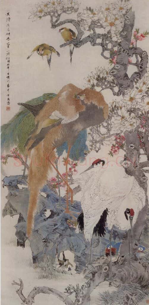 1880年 任伯年《五伦图》书画作品