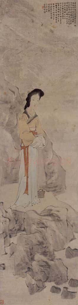 约19世纪80年代初期 任伯年《西施浣纱图》书画作品