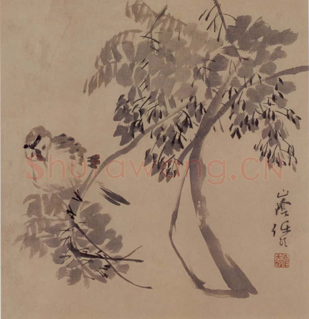 约19世纪80年代初期 任伯年《花鸟二帧之2》书画作品