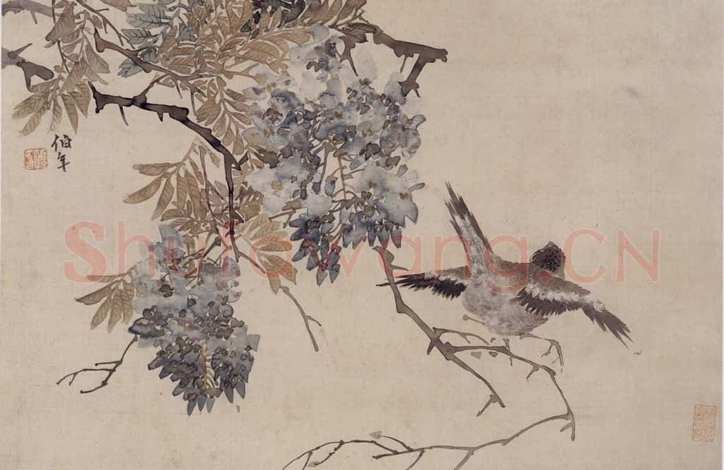 约19世纪80年代初期 任伯年《花鸟册三开》书画作品