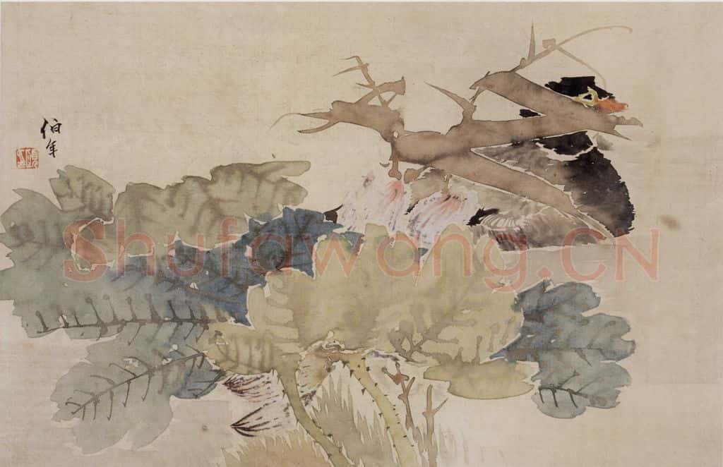 约19世纪80年代初期 任伯年《花鸟册三开》书画作品