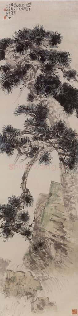 约19世纪80年代初期 任伯年《大松图》书画作品