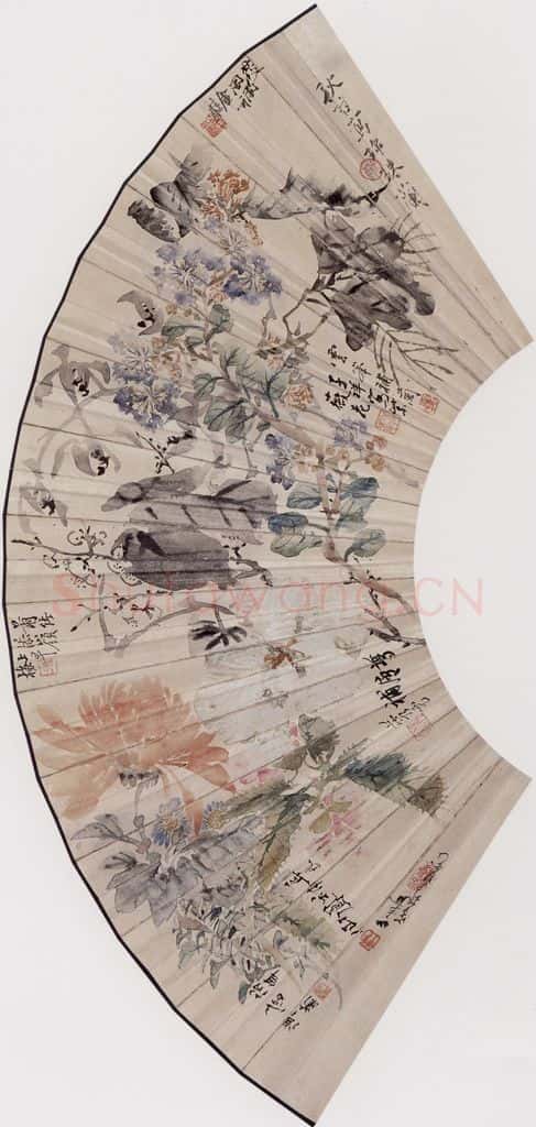 约19世纪70年代末期 任伯年《九家花卉图》书画作品