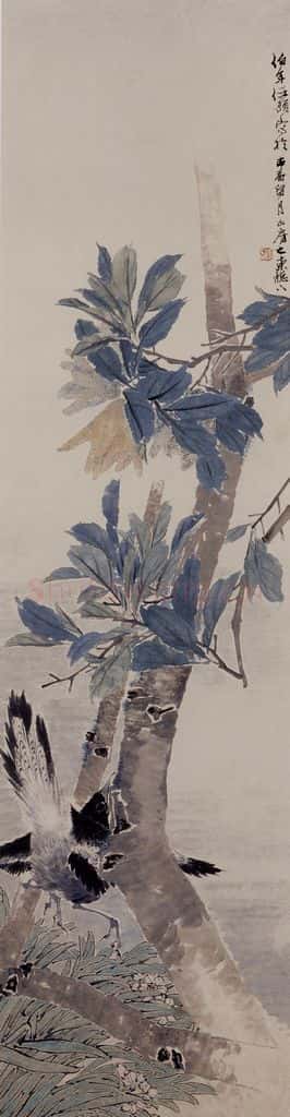 约19世纪70年代中期 任伯年《花鸟图四屏》书画作品
