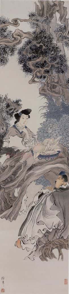 约19世纪70年代中期 任伯年《人物四条屏》书画作品