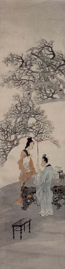 约19世纪70年代中期 任伯年《梅下人物图》书画作品