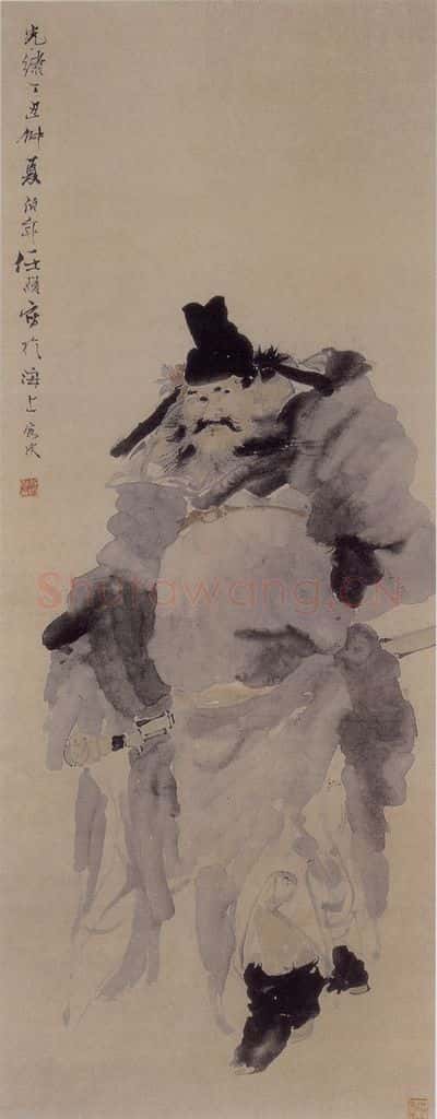 1877年 任伯年《泼墨钟馗》书画作品