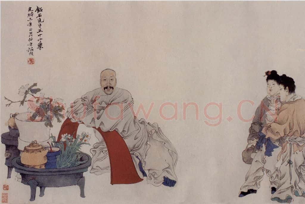 1877年 任伯年《饭石先生像》书画作品