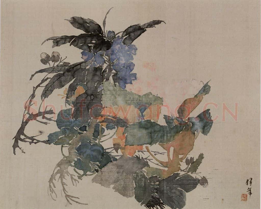 1882年 任伯年《没骨花卉册十二开》书画作品