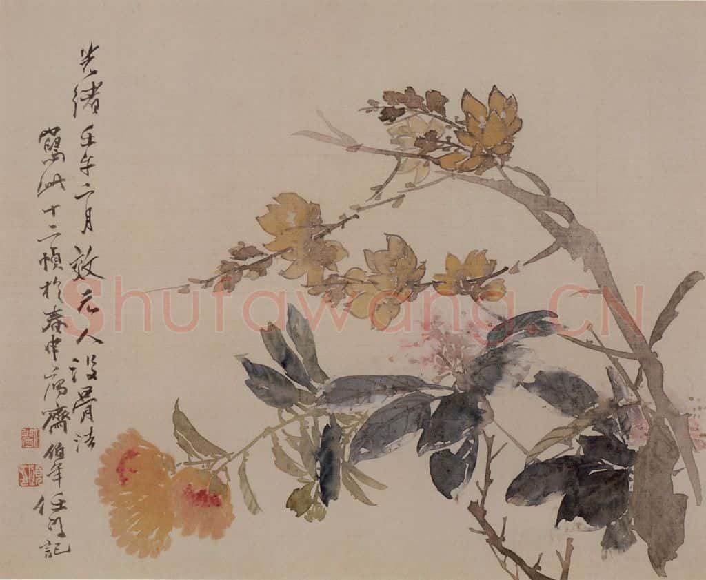 1882年 任伯年《没骨花卉册十二开》书画作品