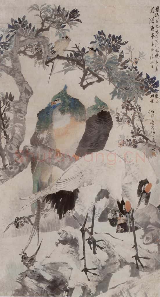 1880年 任伯年《五伦图》书画作品