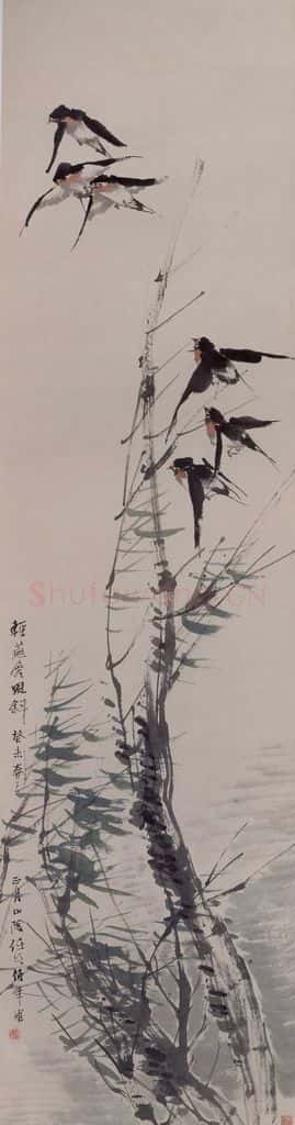 1883年 任伯年《花鸟四条屏》书画作品
