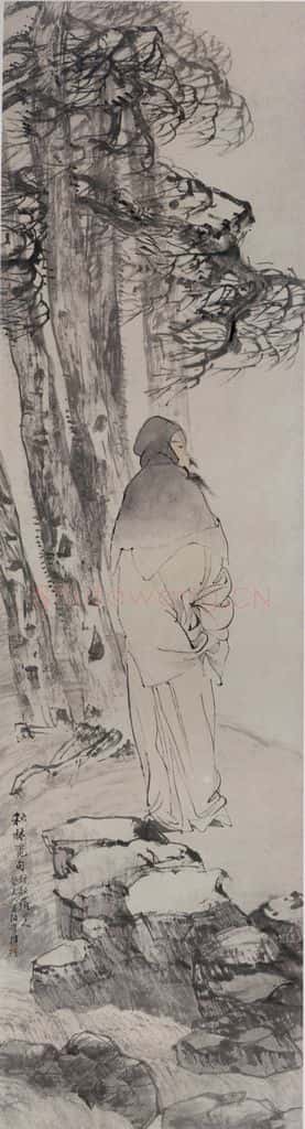 1883年 任伯年《秋林觅句图》书画作品