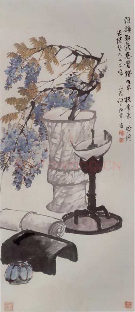 1883年 任伯年《紫绶金章图》书画作品