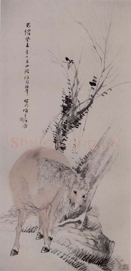 1883年 任伯年《马》书画作品