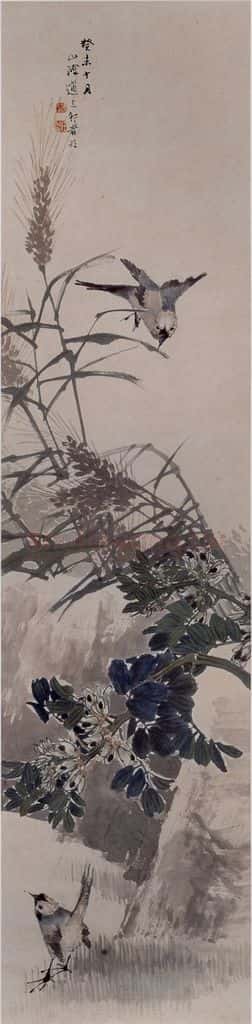 1883年 任伯年《花鸟四条屏》书画作品