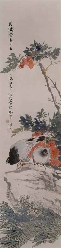 1883年 任伯年《花鸟四条屏》书画作品