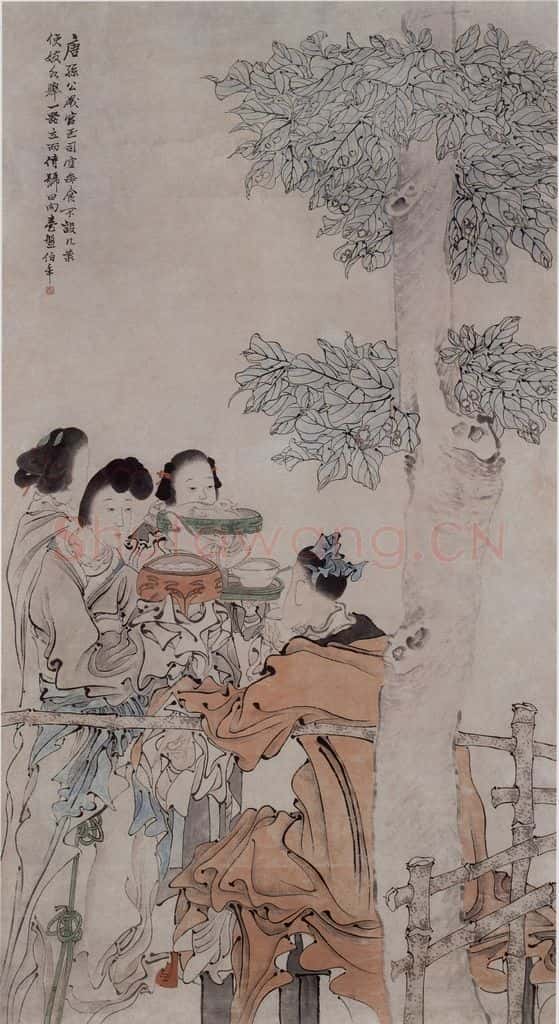 清 任伯年《孙公进食图》书画作品