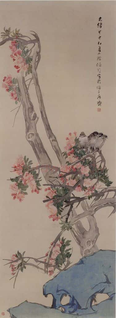 1884年 任伯年《花鸟图》书画作品