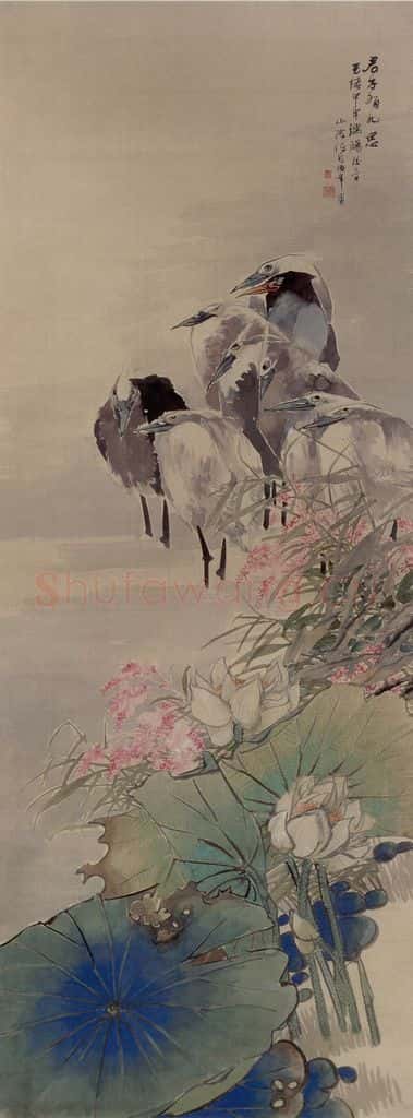1884年 任伯年《九思图》书画作品