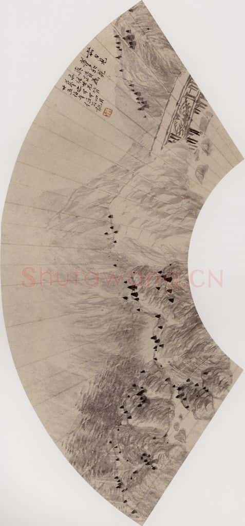 1884年 任伯年《仿董源山水》书画作品