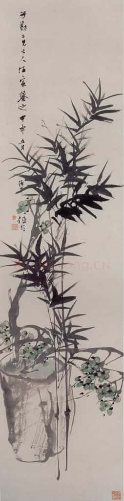 1884年 任伯年《梅竹双清图》书画作品