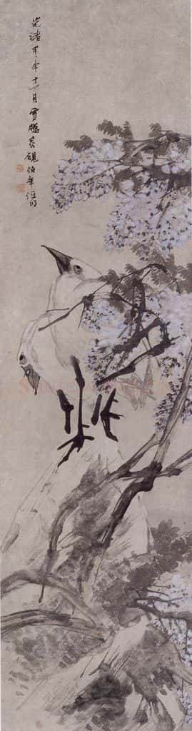 1884年 任伯年《花鸟四条屏》书画作品
