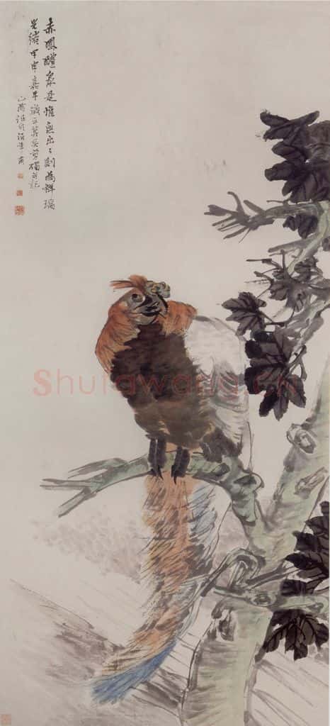 1884年 任伯年《碧梧丹凤图》书画作品