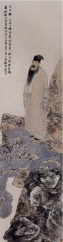 清 任伯年《赤壁赋诗意图》书画作品