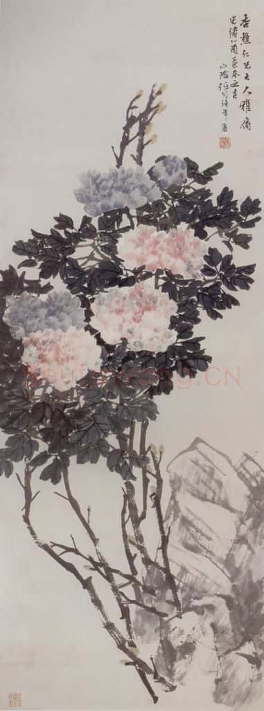 1885年 任伯年《牡丹图》书画作品