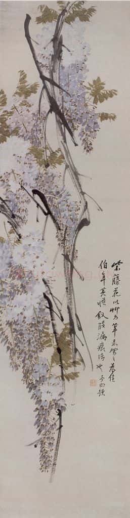 清 任伯年《藤萝》书画作品