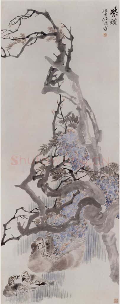 清 任伯年《紫绶图》书画作品