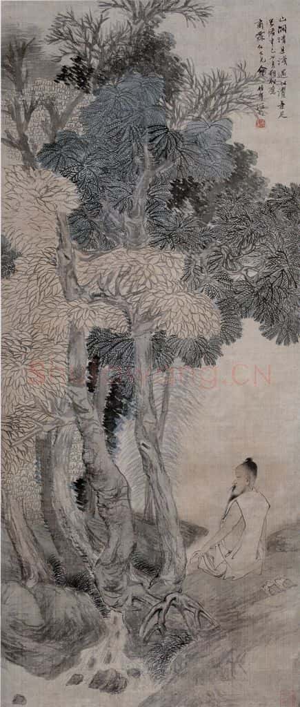 1881年 任伯年《清流濯足图》书画作品