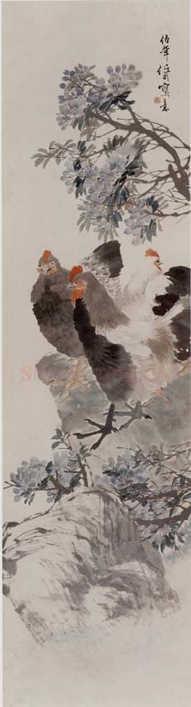 1881年 任伯年《花鸟四条屏》书画作品