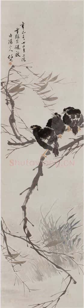 1881年 任伯年《花鸟四条屏》书画作品