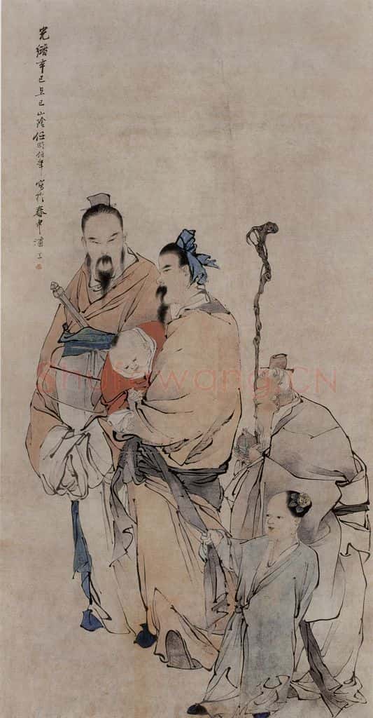 1881年 任伯年《三星图》书画作品