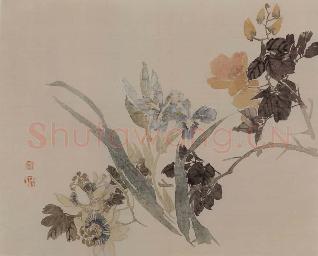 1882年 任伯年《没骨花卉册十二开》书画作品