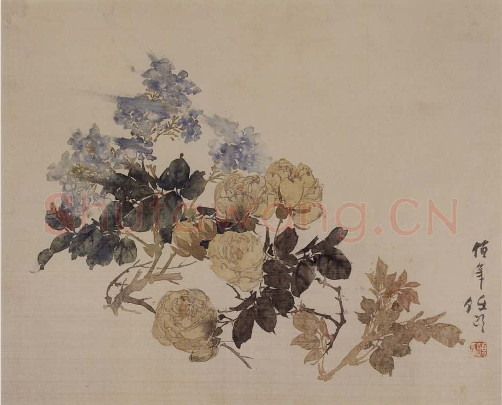1882年 任伯年《没骨花卉册十二开》书画作品