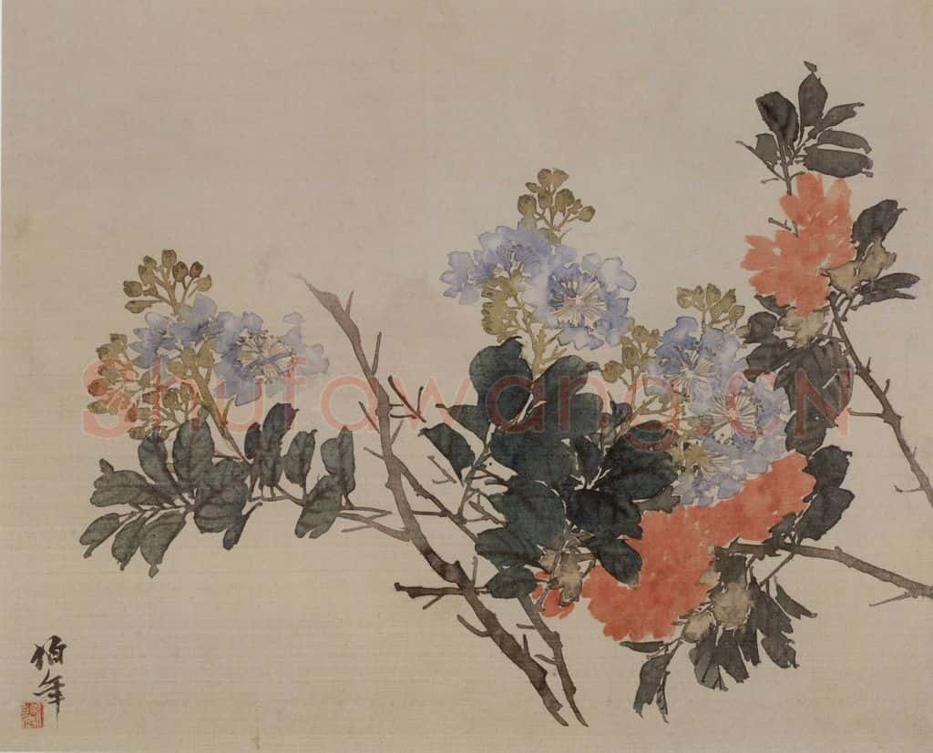 1882年 任伯年《没骨花卉册十二开》书画作品