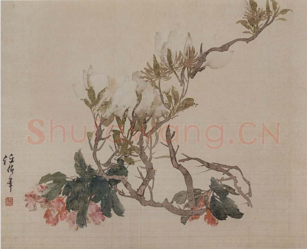 1882年 任伯年《没骨花卉册十二开》书画作品
