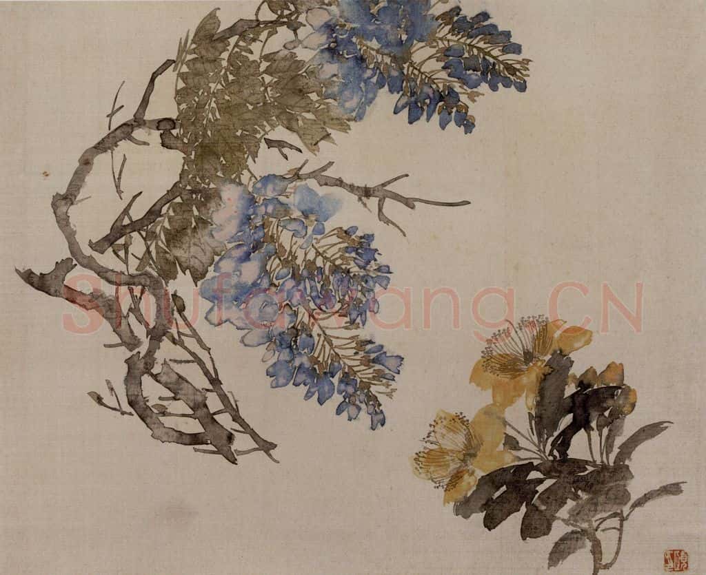 1882年 任伯年《没骨花卉册十二开》书画作品