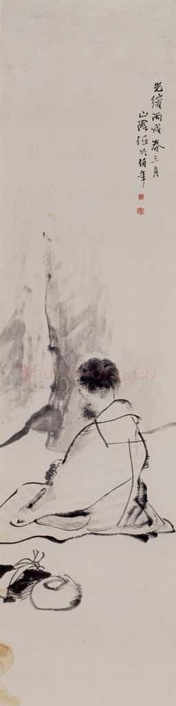 清 任伯年《面壁图》书画作品